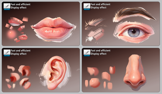 48 Facial Feature Brushes [Curated, High-Efficiency Drawing Tools]