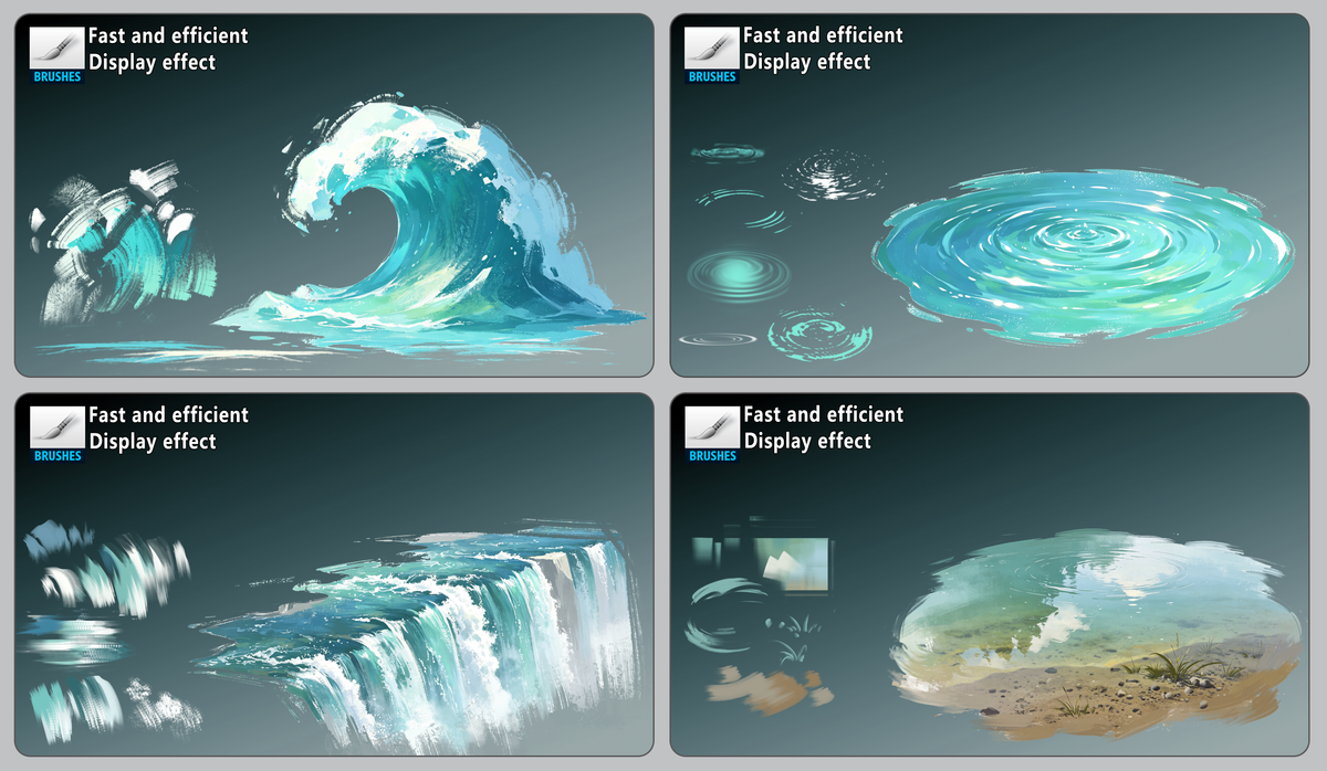 54 Water Ripple and Wave Brushes [Curated, High-Efficiency Drawing Tools]