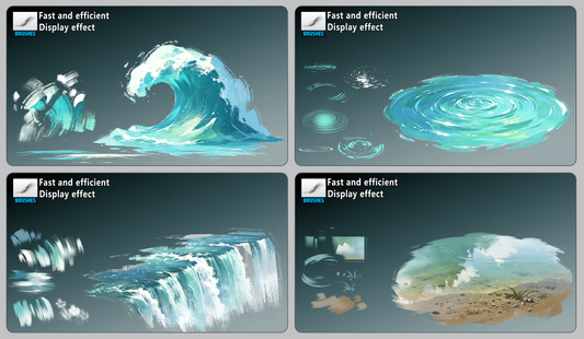 54 Water Ripple and Wave Brushes [Curated, High-Efficiency Drawing Tools]