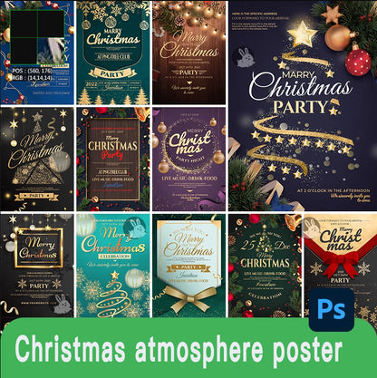 Christmas Eve Christmas Tree Holiday Promotion Party Invitation Cover Poster PSD Design Material